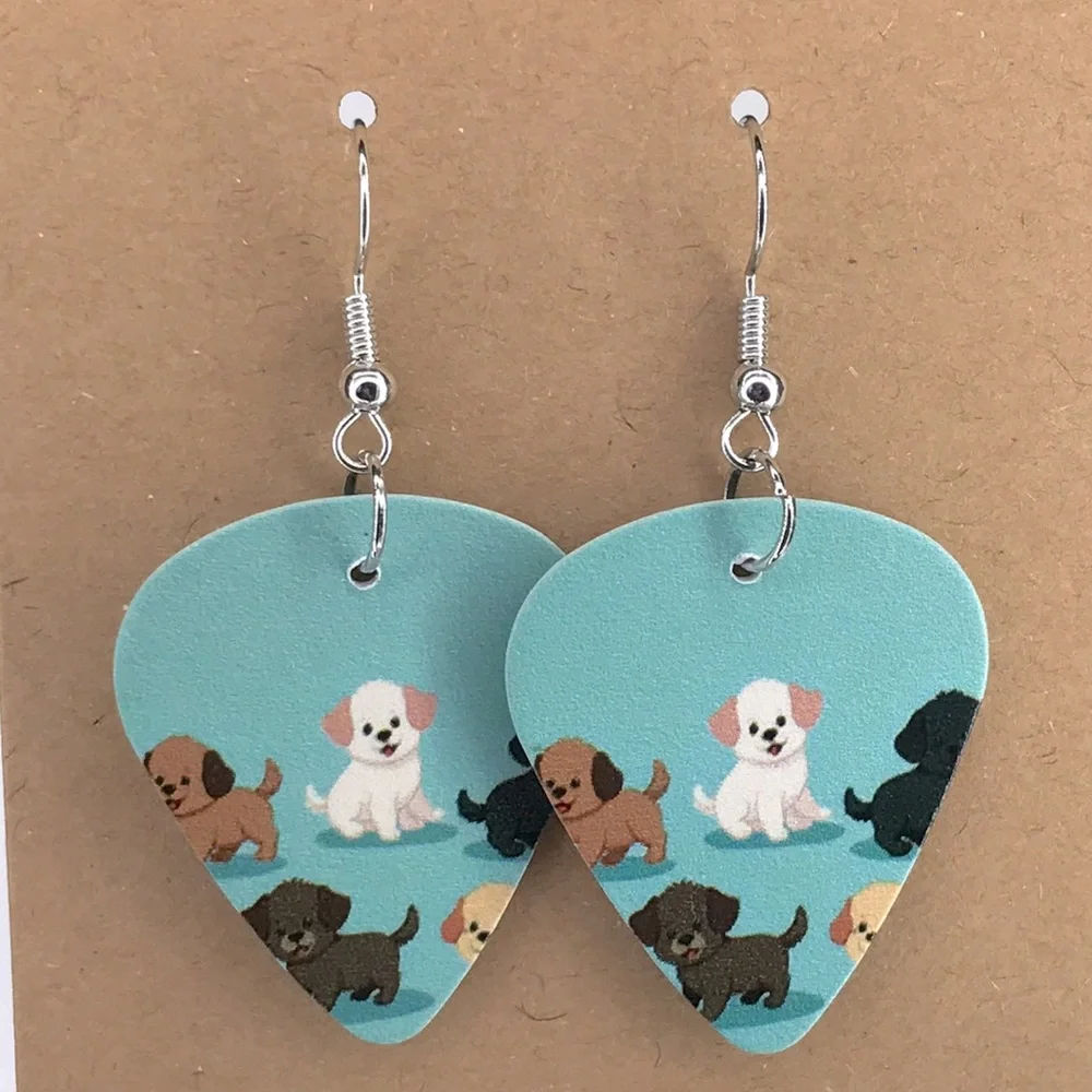 Dog Guitar Pick Custom Earrings Fashion Jewelry